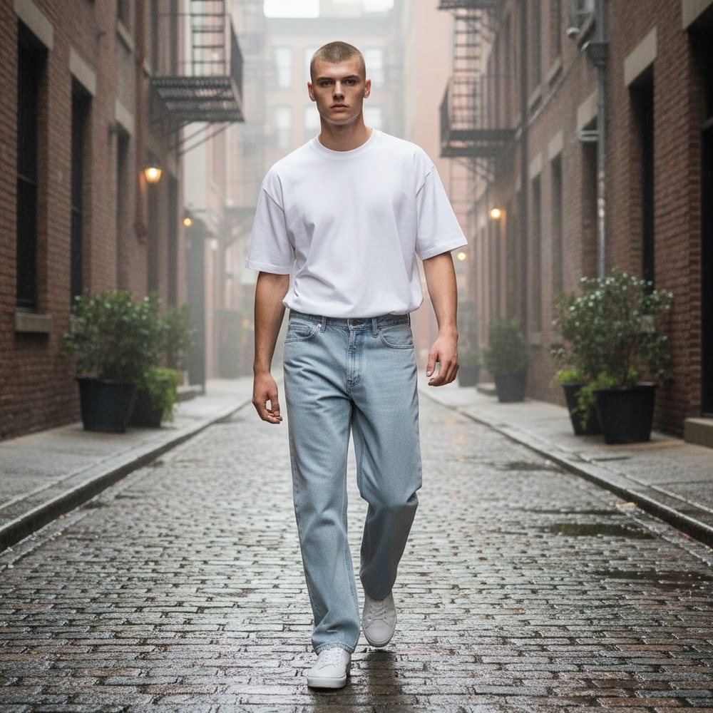 A.P.C. Jean Achille Light Blue Wide Leg Denim Jeans Mens‎ 34 24H1-COHAR-H09212